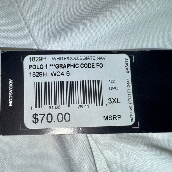 Adidas NAU Football Coaches Polo White-Navy  Men’s 3XL – Climalite, New w/ Tags - Picture 8 of 15